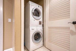 Laundry made simple with full-size washer/dryer combo tucked discreetly in your Maui suite - Honua Kai | Ocean View Studio | Free Car w/ 6+ Nights | HKH-423 (Lahaina)