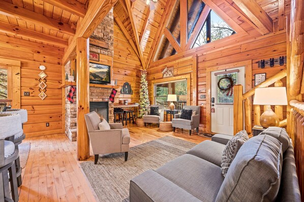 TV, fireplace, DVD player, stereo