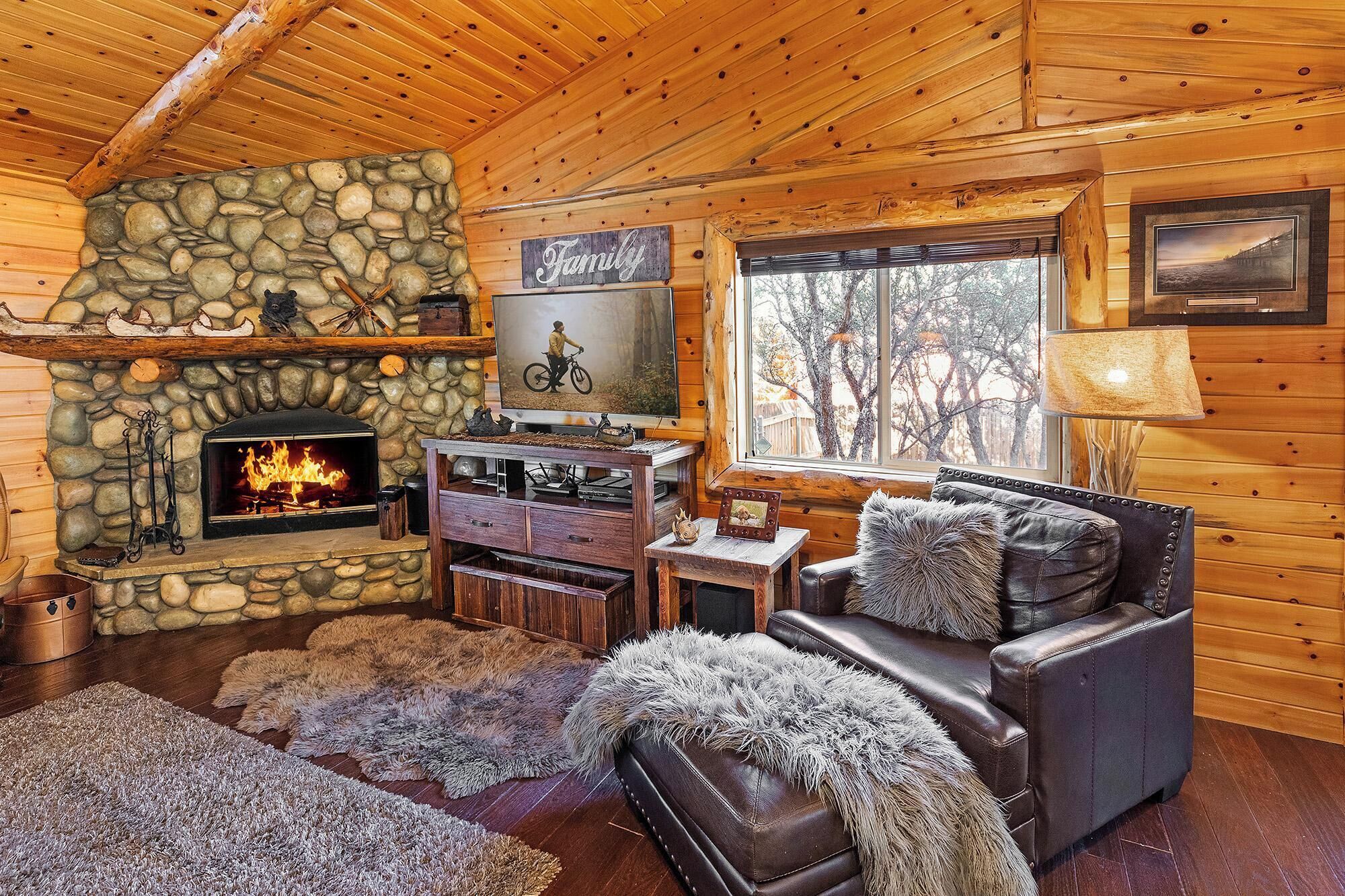 TV, lareira, DVD player