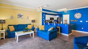 Living area - Tidewater 1 bedroom with gulf view, Summer dates open! (Panama City Beach)