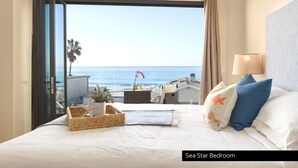 A sea star themed bedroom with a view of the ocean. - Beach View Pet Friendly Home with a Spa Pe-1722 (Oceanside)