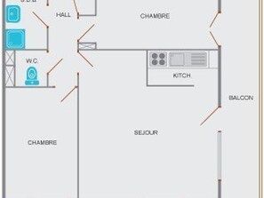 Floor plan - Renovated 3-room apt, sleeps 6, near center, elevator, dishwasher, washing machine (Le Grand-Bornand)