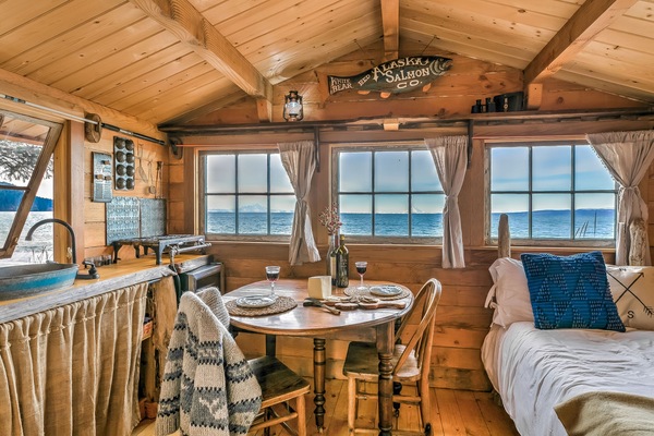 View the snow capped mountains across Cook Inlet while enjoying your meals!