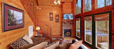 TV, fireplace, DVD player