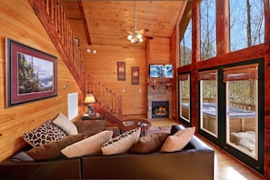 Smart TV, fireplace, DVD player