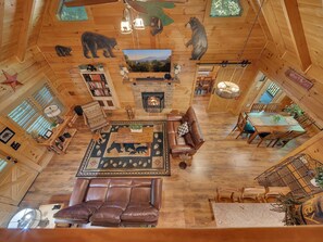 Smart TV, fireplace, video games, DVD player