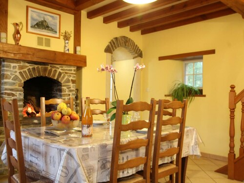 Bright countryside house with garden and fireplace