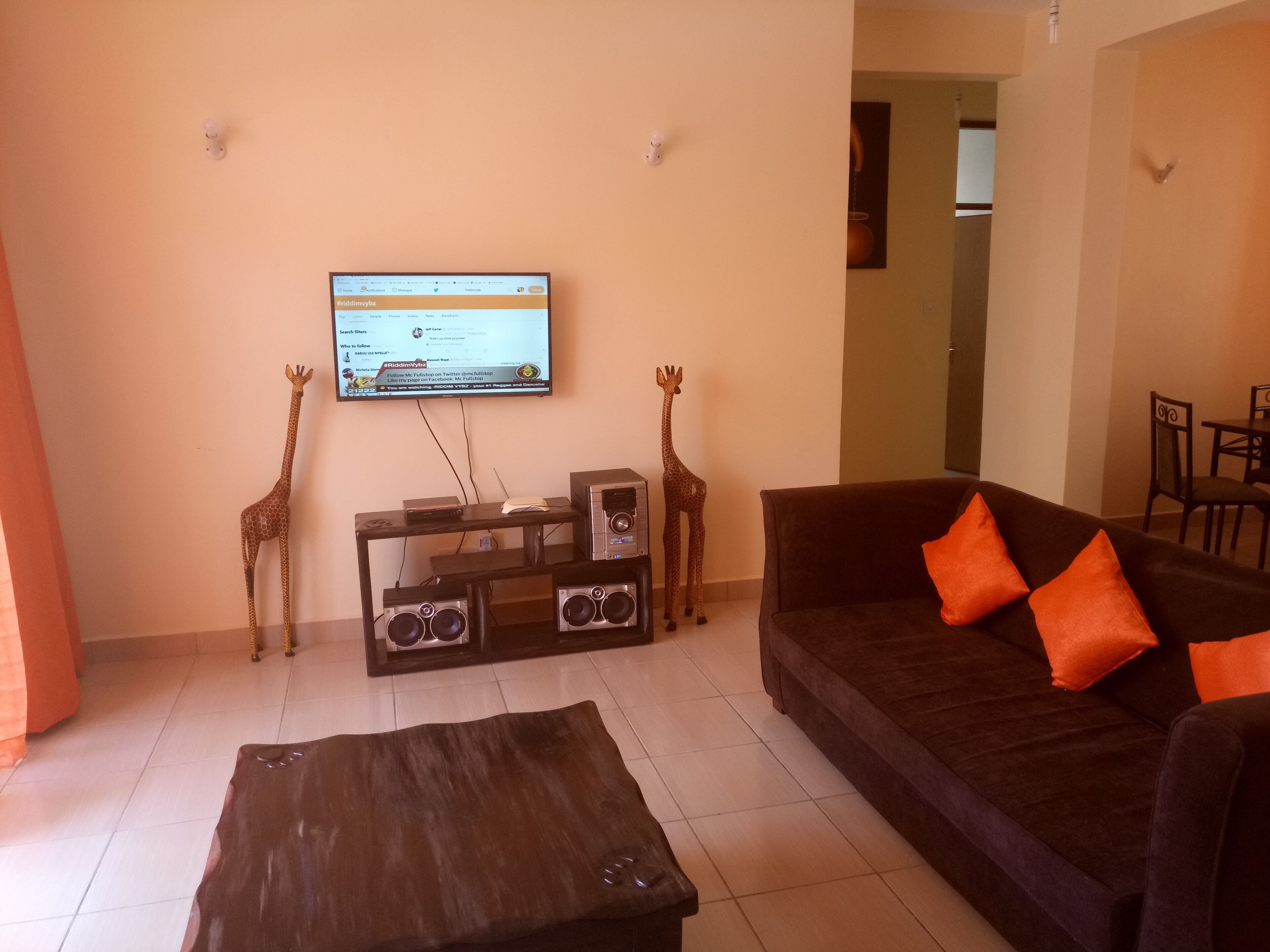 TV, DVD player, stereo