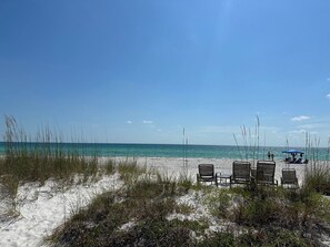 Beach nearby, sun-loungers