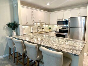 Fridge, microwave, oven, dishwasher