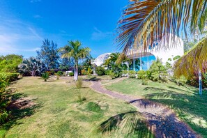 Property grounds - Beachfront retreat with pool, private hot tub, AC, & lagoon view (Placencia)