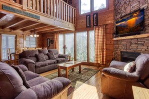 Televisión, chimenea y reproductor de DVD