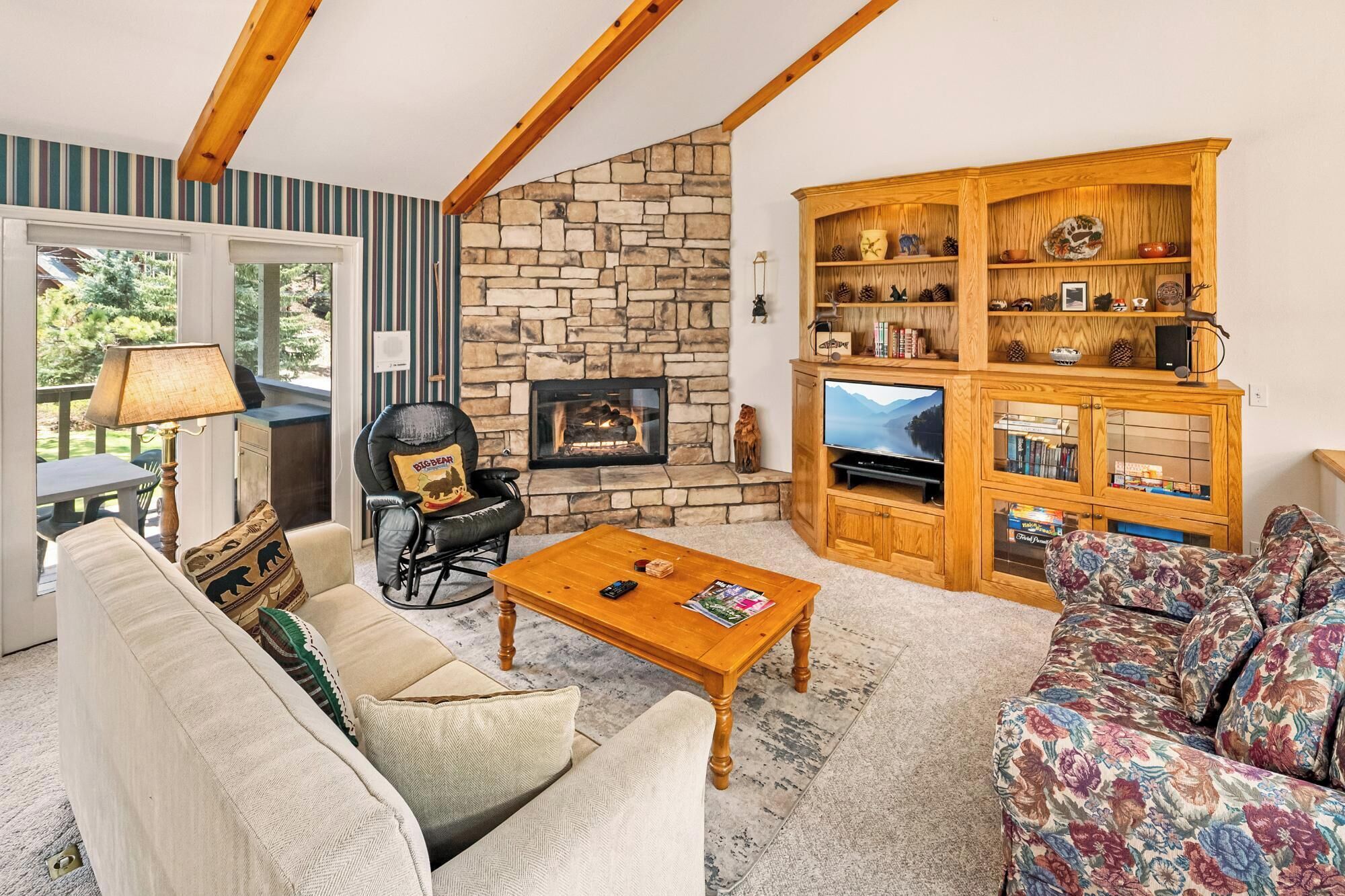 電視、壁爐、DVD 播放機