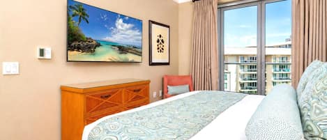 2 bedrooms, premium bedding, iron/ironing board, travel cot