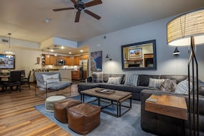 TV, fireplace