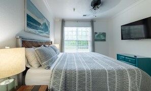 2 bedrooms, desk, iron/ironing board, travel cot