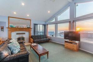 TV, DVD player, video library