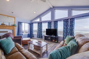 TV, DVD player, video library