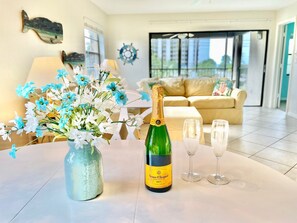 TV, DVD player, books