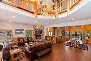 TV, fireplace, DVD player, table football