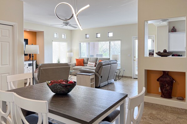 TV, DVD player, books