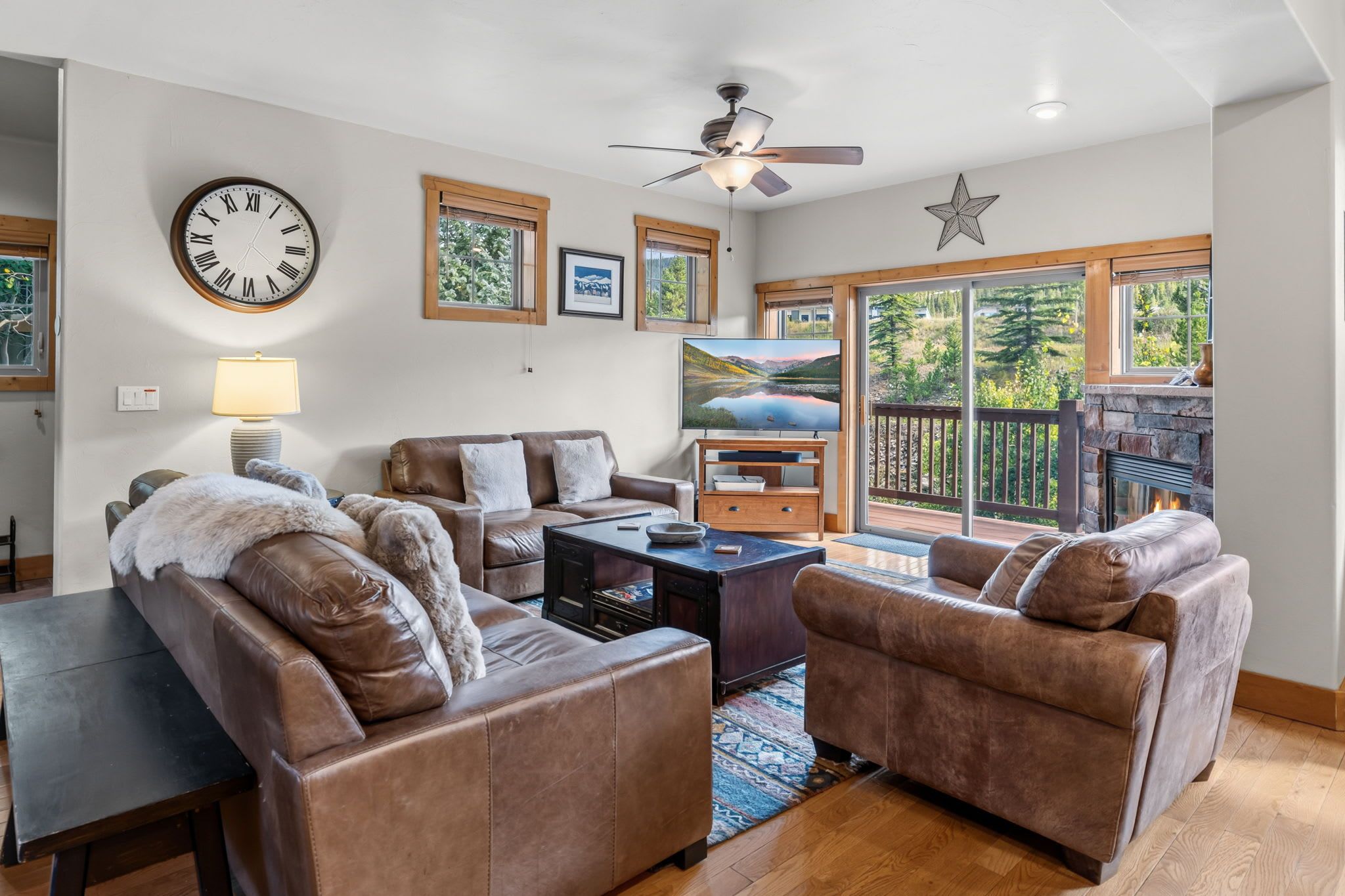 TV, fireplace, offices