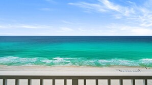 A beach view with clear skies and ocean waves. - CONDO WITH AMAZING VIEWS & SPACIOUS BALCONY!! SLEEPS UP TO 8! (Panama City Beach)
