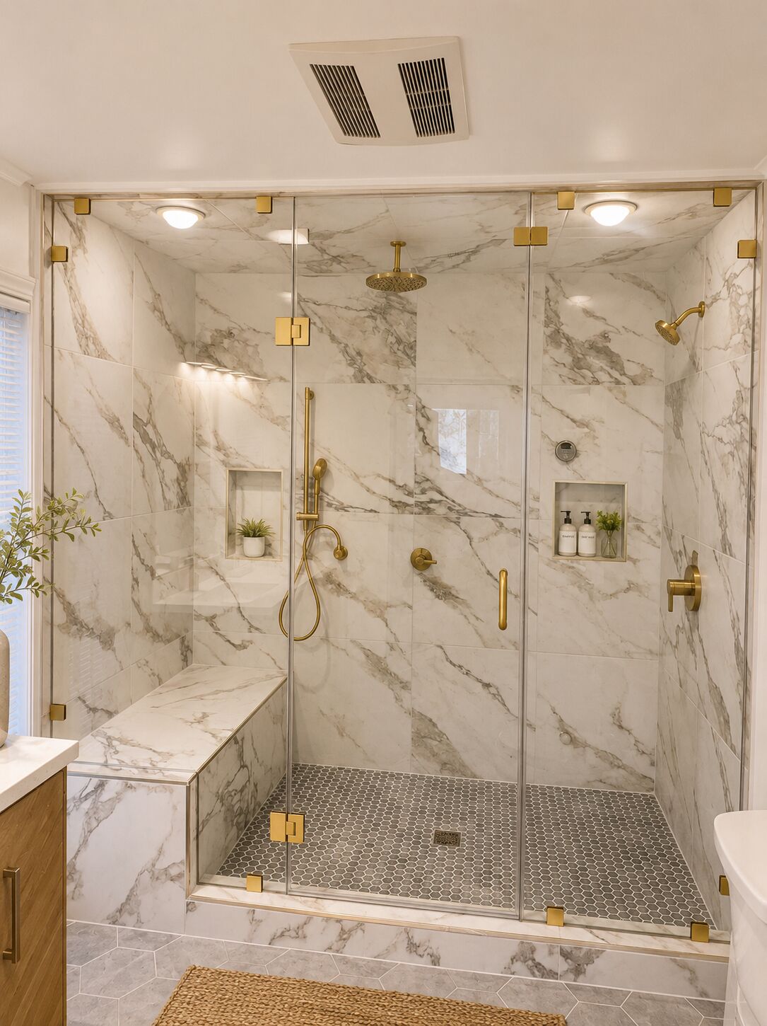 Bathtub, jetted bath, hair dryer, towels