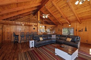 Flat-screen TV, fireplace, DVD player, table football
