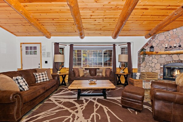 TV, fireplace, video games, DVD player