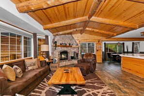 TV, fireplace, video games, DVD player