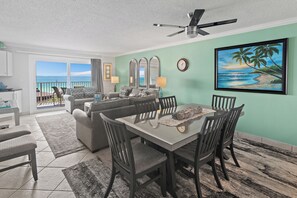 Flat-screen TV, DVD player