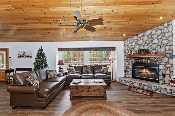 TV, fireplace, table football