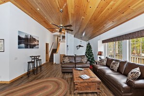 TV, fireplace, foosball