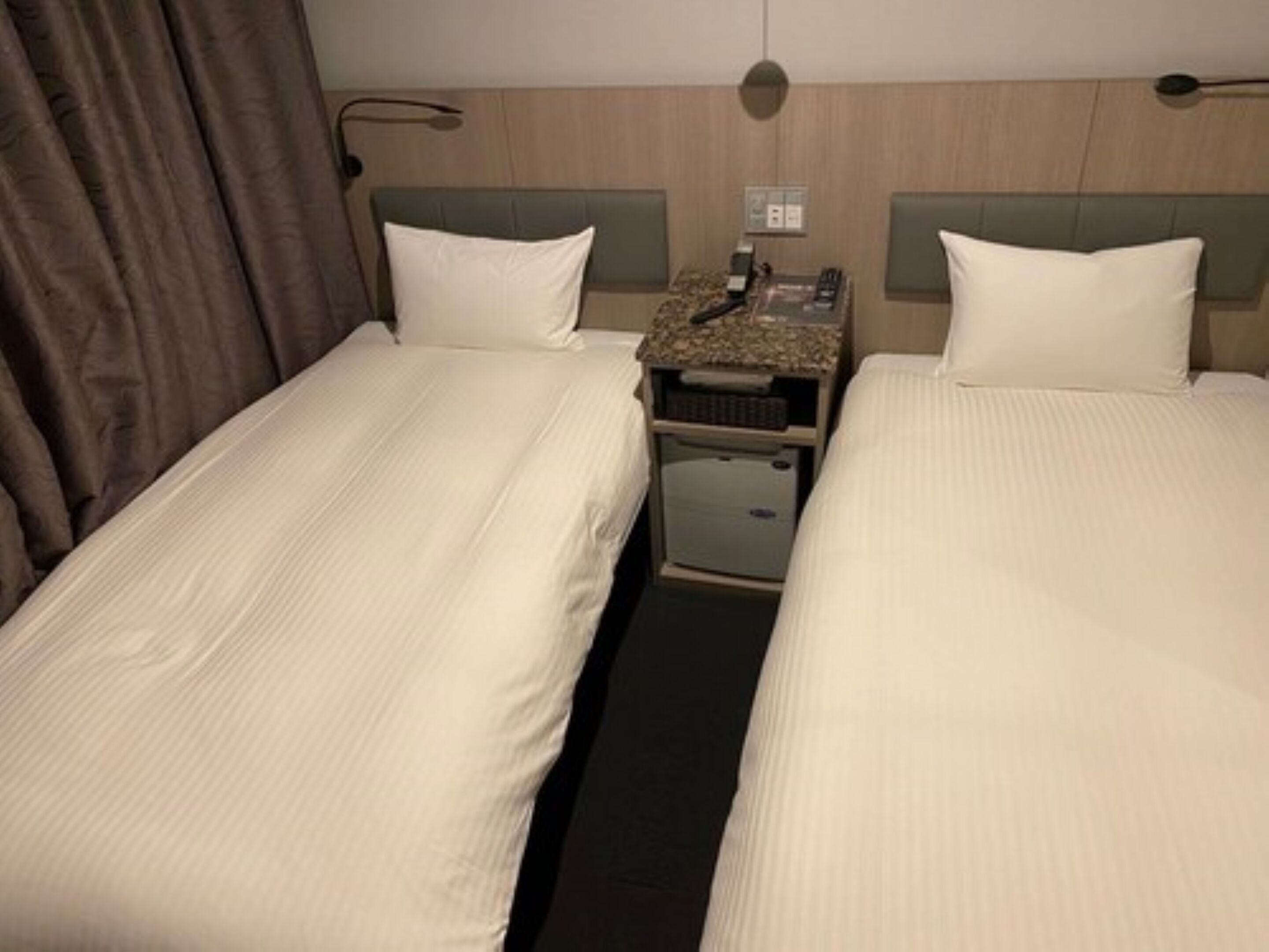 compact twin room | desk, blackout curtains, iron/ironing board, free wifi