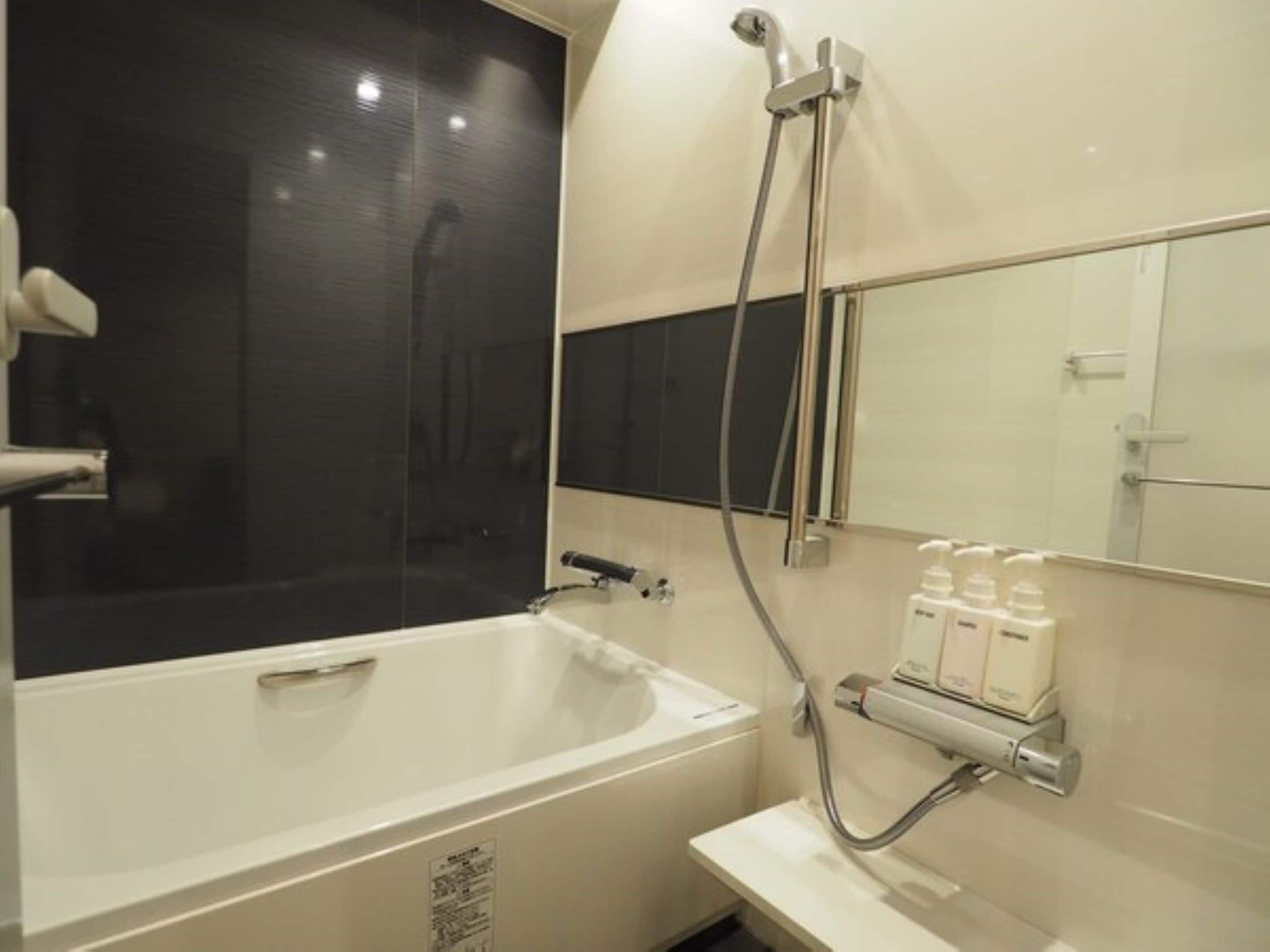 combined shower/bathtub, hair dryer, dressing gowns, slippers