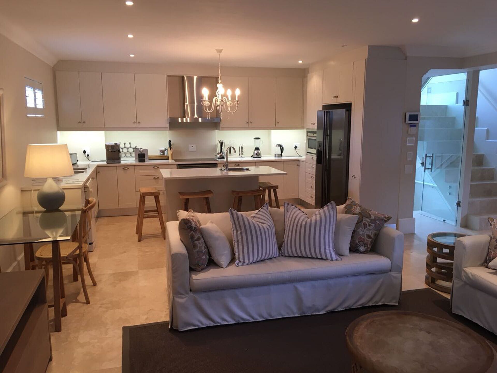 TV, fireplace, books