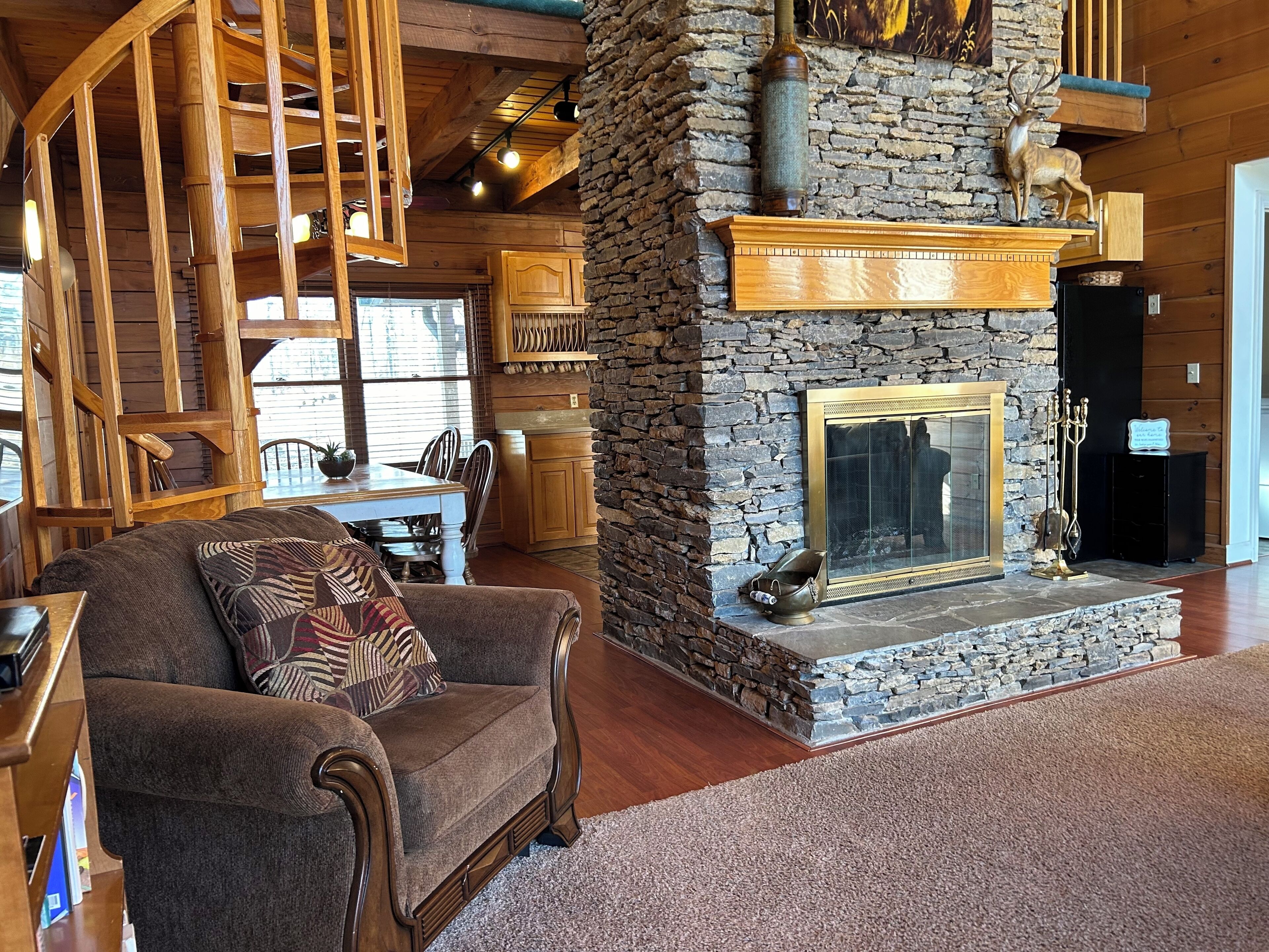 Smart TV, fireplace, video games, DVD player