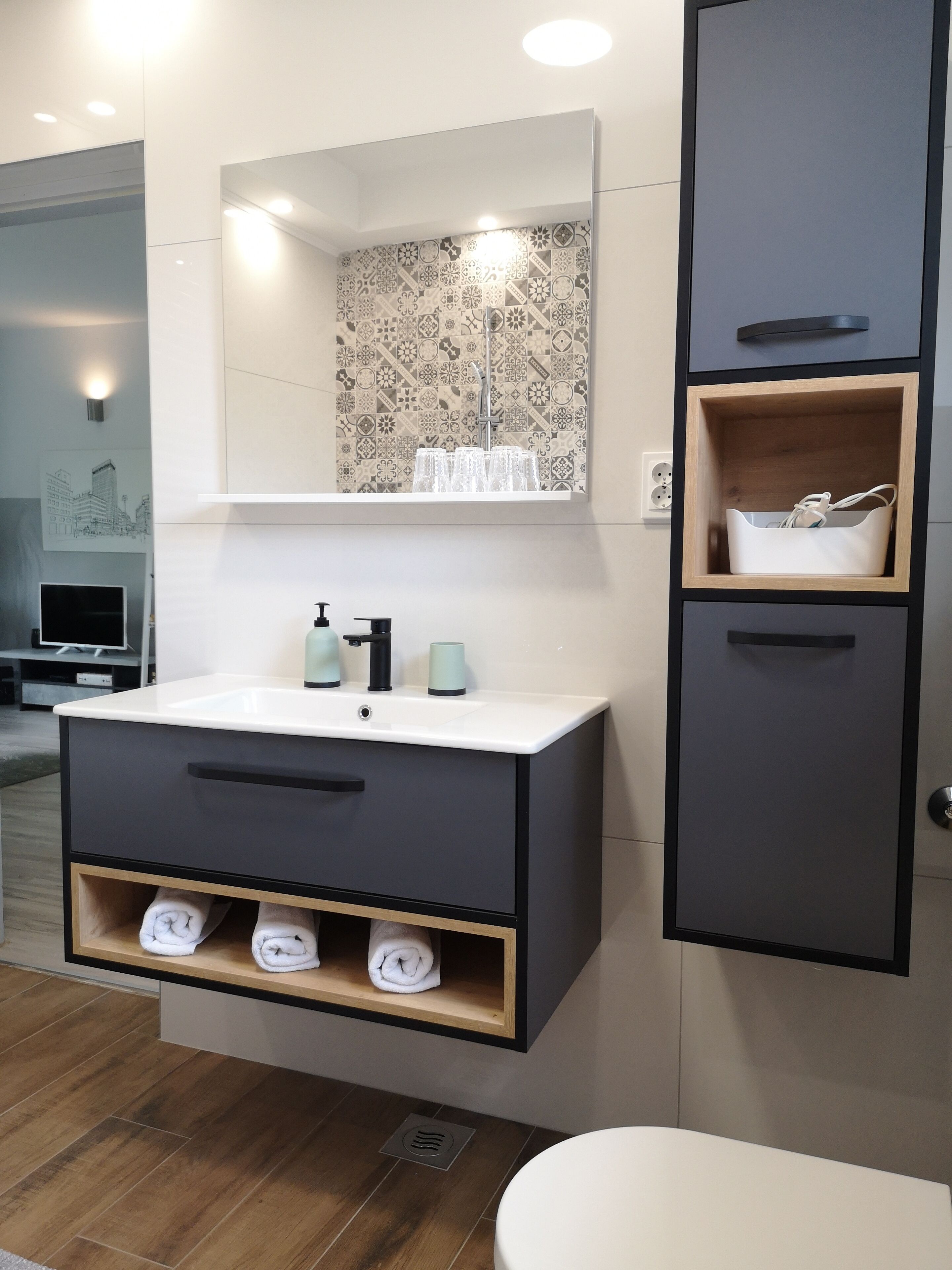 Superior-Apartment | Badezimmer | Haartrockner, Handtücher