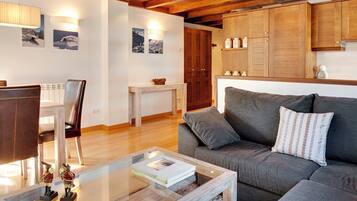 Een televisie, een open haard en een dvd-speler