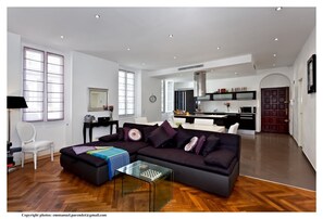 Smart TV, DVD player, books, stereo - SunlightProperties AMOUR VIOLETTE: Hyper Center, 2 bedroom apt with terrace (Nice)