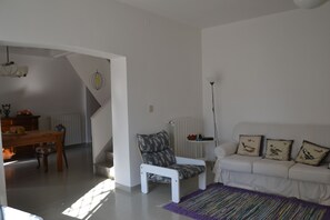 Smart TV, fireplace, DVD player, books