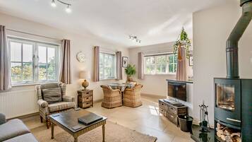 TV, DVD player, books, music library