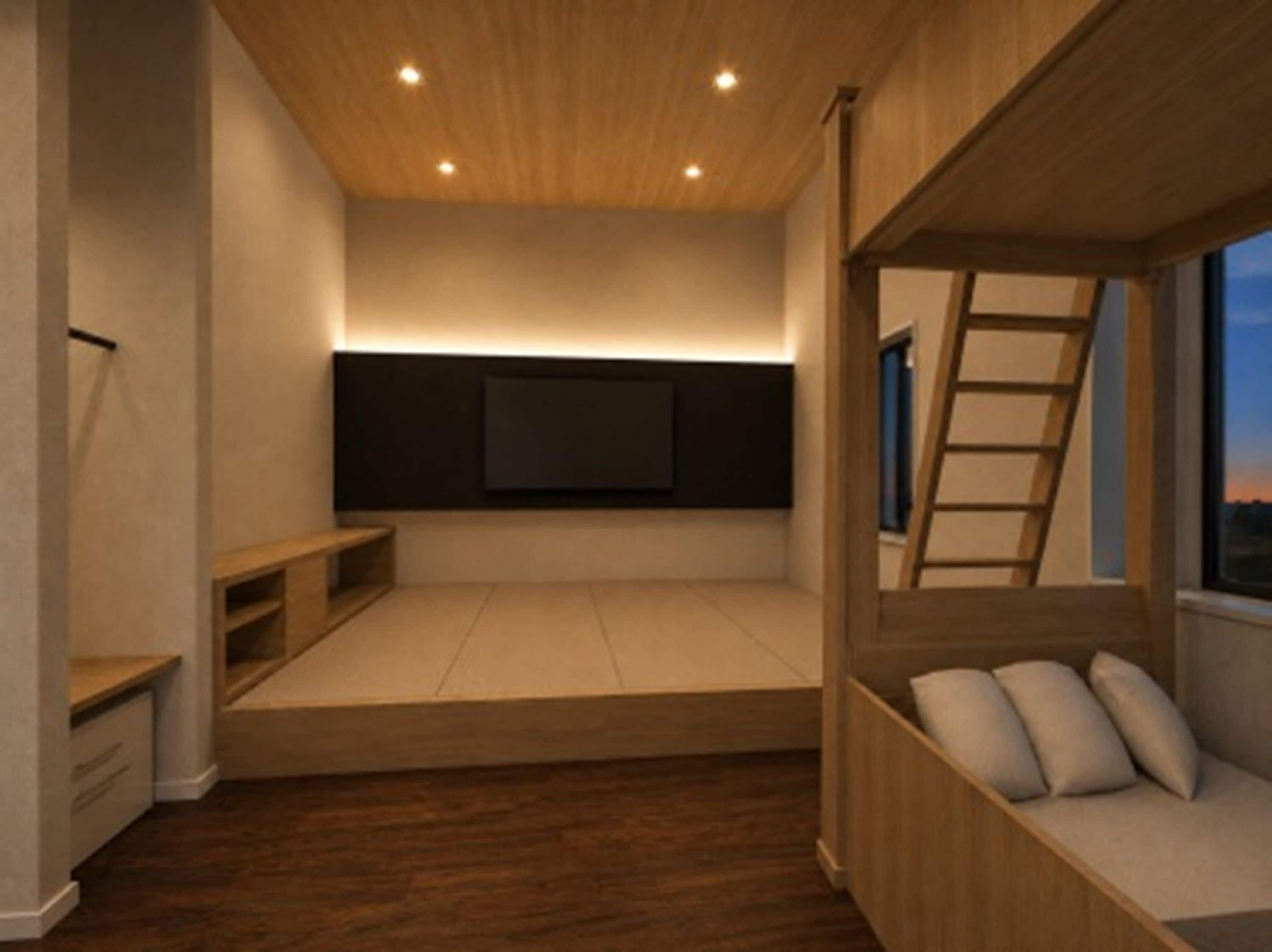 Suite de estilo japonés, varias camas, vistas a la ciudad | Edredones de plumas, escritorio, espacio para trabajar con un portátil