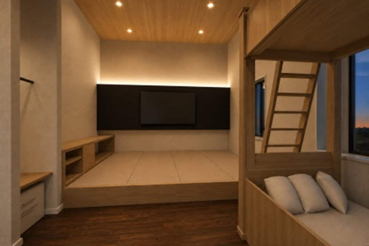 Suite de estilo japonés, varias camas, vistas a la ciudad | Edredones de plumas, escritorio, espacio para trabajar con un portátil