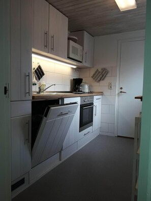 Kühlschrank, Mikrowelle, Herdplatte, Geschirrspüler