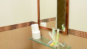 Een douche, gratis toiletartikelen, een haardroger, pantoffels