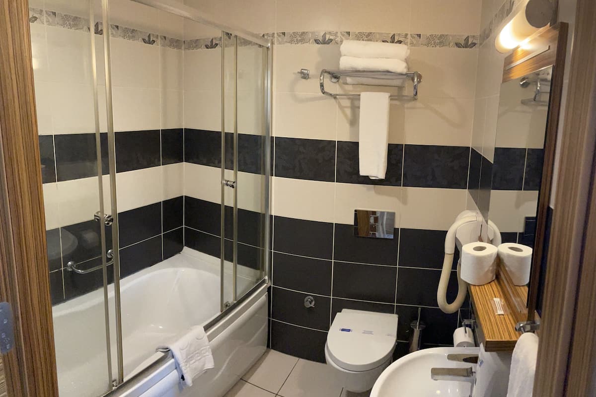 free toiletries, hair dryer, bathrobes, slippers