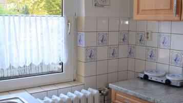 Fridge, microwave, coffee/tea maker, electric kettle