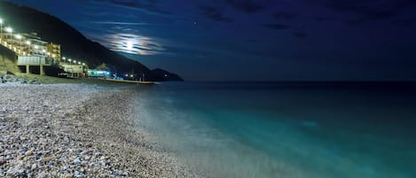 Private beach nearby, sun loungers, beach umbrellas, beach bar